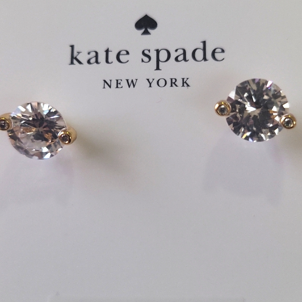 Kate Spade Gold and Clear Cubic Zirconia Stud Earrings